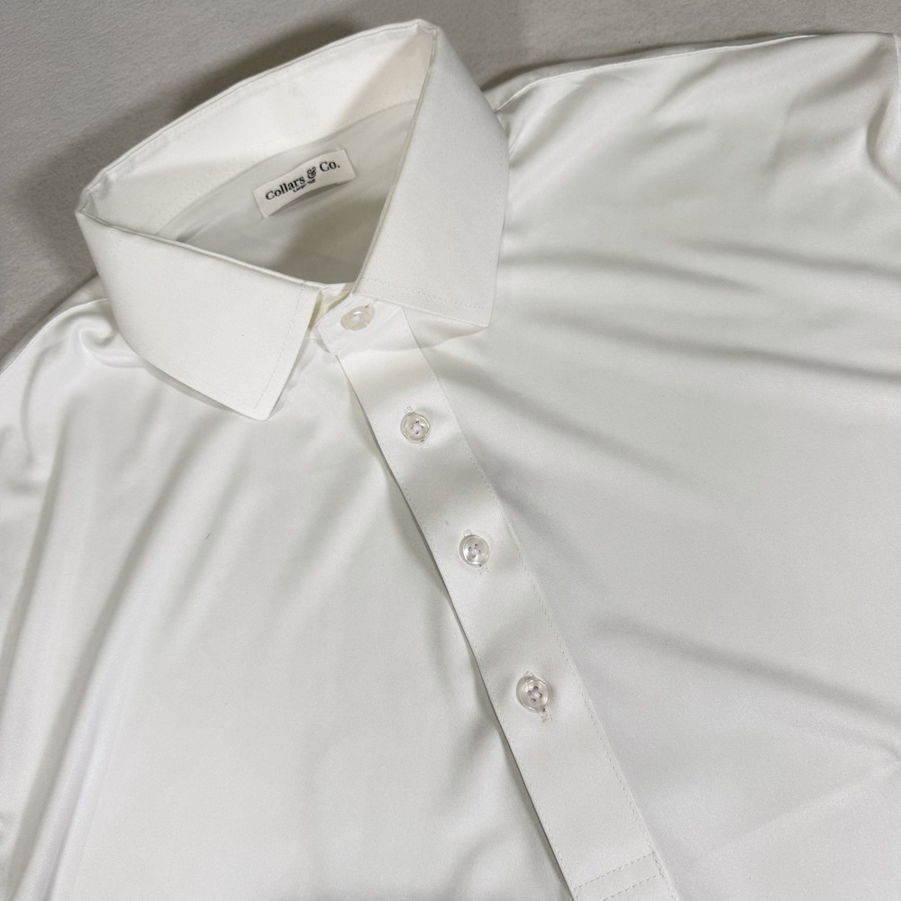 Collars & Co‎ Mens Large Tall White Dress Collar Lightweight Stretch Polo Shirt